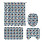 Cool Touch Bathroom Four-Piece Set(Shower Curtain + Toilet Cover Mat + Toilet Foot Mat + Floor Mat)| Polyester - DeRose Seasonal