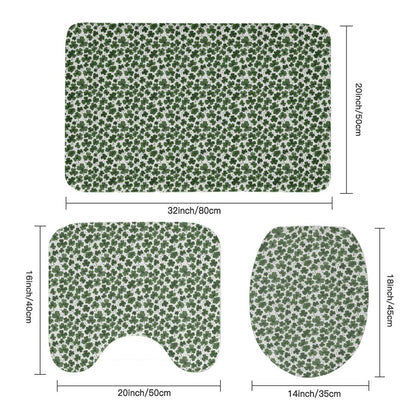 Clovers Bathroom Four-Piece Set(Shower Curtain + Toilet Cover Mat + Toilet Foot Mat + Floor Mat)| Polyester - DeRose Seasonal