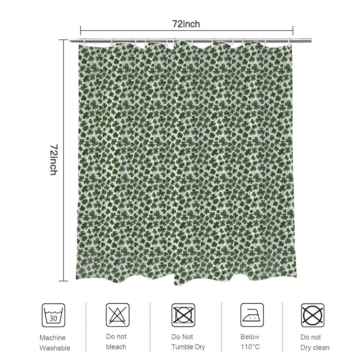 Clovers Bathroom Four-Piece Set(Shower Curtain + Toilet Cover Mat + Toilet Foot Mat + Floor Mat)| Polyester - DeRose Seasonal