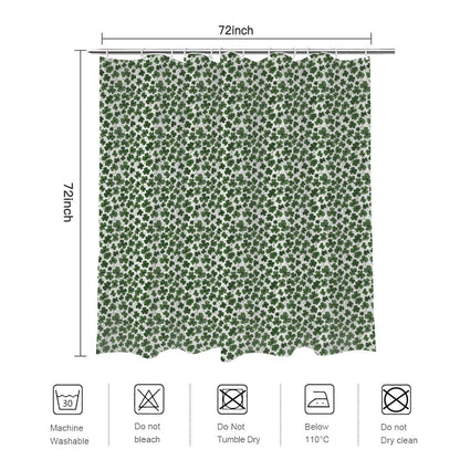 Clovers Bathroom Four-Piece Set(Shower Curtain + Toilet Cover Mat + Toilet Foot Mat + Floor Mat)| Polyester - DeRose Seasonal
