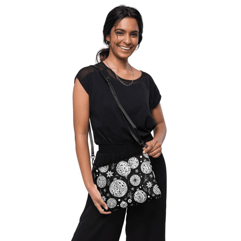 Black and White Ornament Faux Leather Crossbody bag - DeRose Seasonal