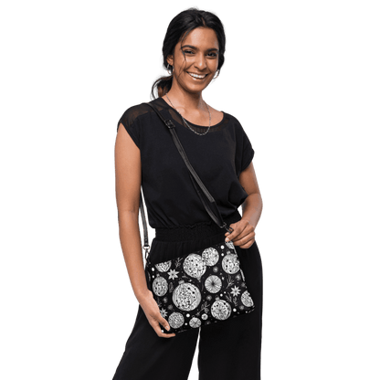 Black and White Ornament Faux Leather Crossbody bag - DeRose Seasonal