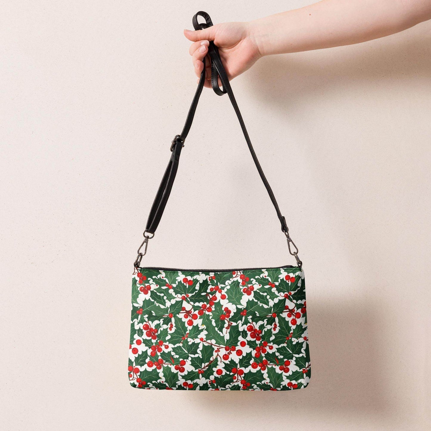 Christmas Holly Faux Leather Crossbody bag - DeRose Seasonal