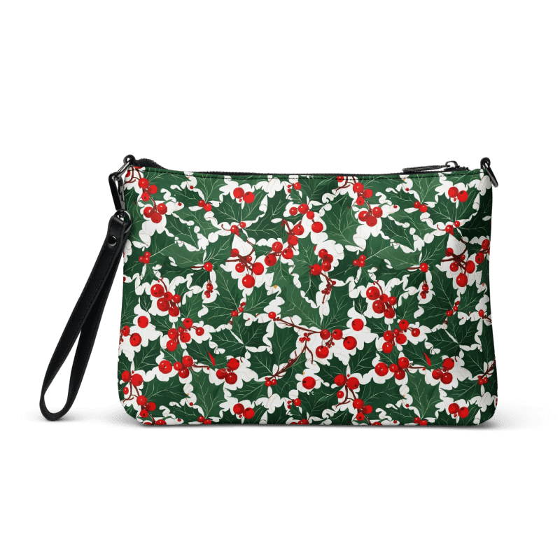 Christmas Holly Faux Leather Crossbody bag - DeRose Seasonal