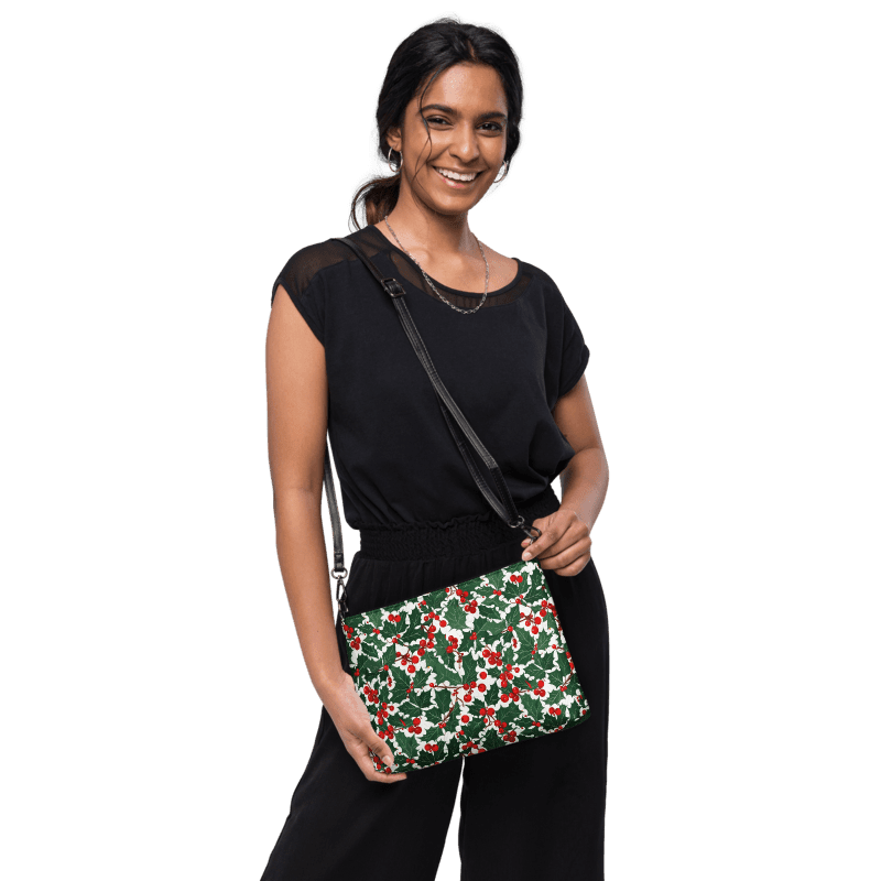 Christmas Holly Faux Leather Crossbody bag - DeRose Seasonal