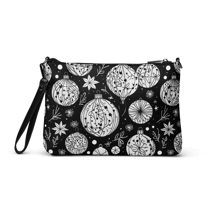 Black and White Ornament Faux Leather Crossbody bag - DeRose Seasonal