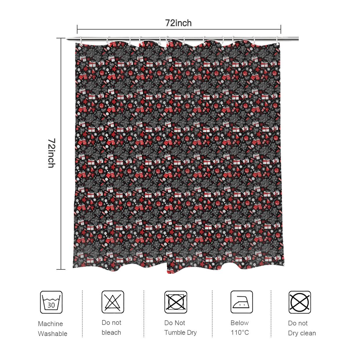 Christmas Gift Bathroom Four-Piece Set(Shower Curtain + Toilet Cover Mat + Toilet Foot Mat + Floor Mat)| Polyester - DeRose Seasonal