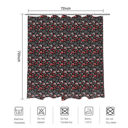 Christmas Gift Bathroom Four-Piece Set(Shower Curtain + Toilet Cover Mat + Toilet Foot Mat + Floor Mat)| Polyester - DeRose Seasonal