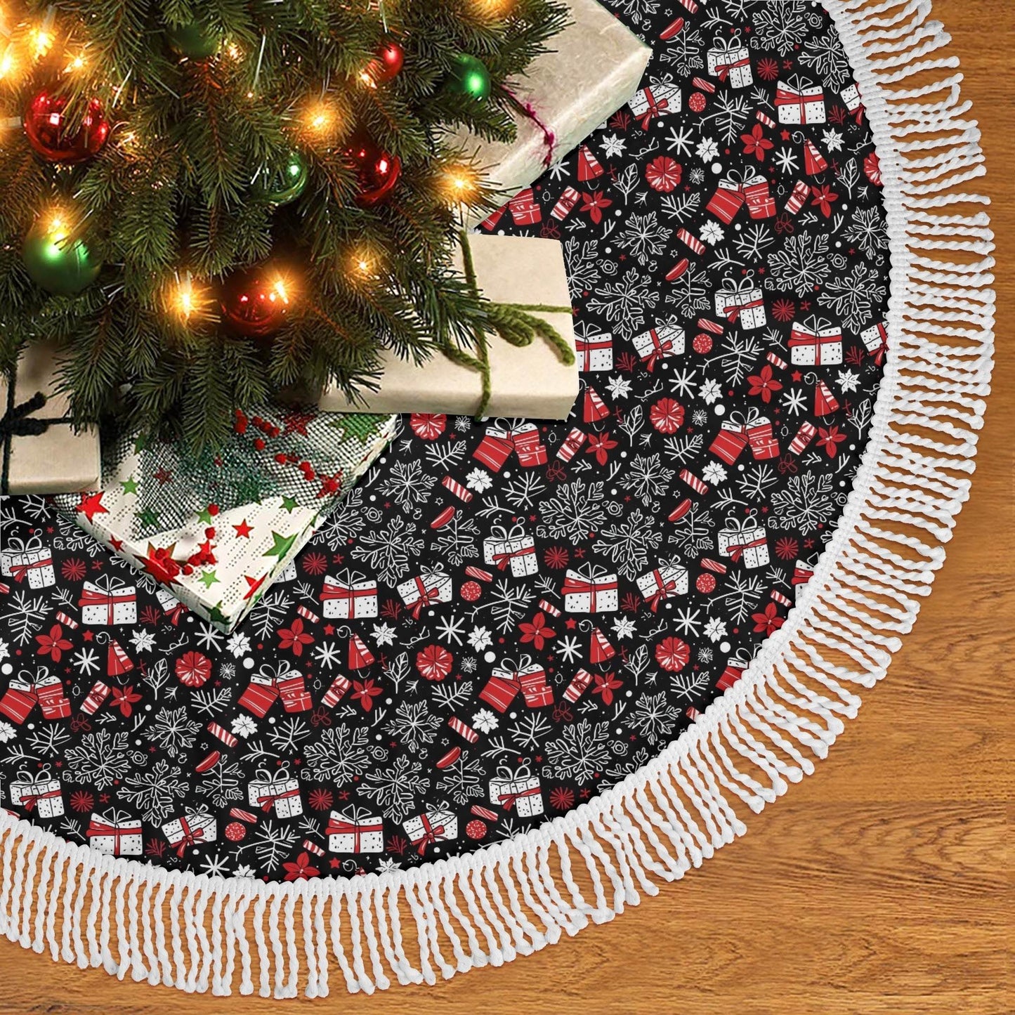 Christmas Gift Fringed Christmas Tree Skirts - DeRose Seasonal