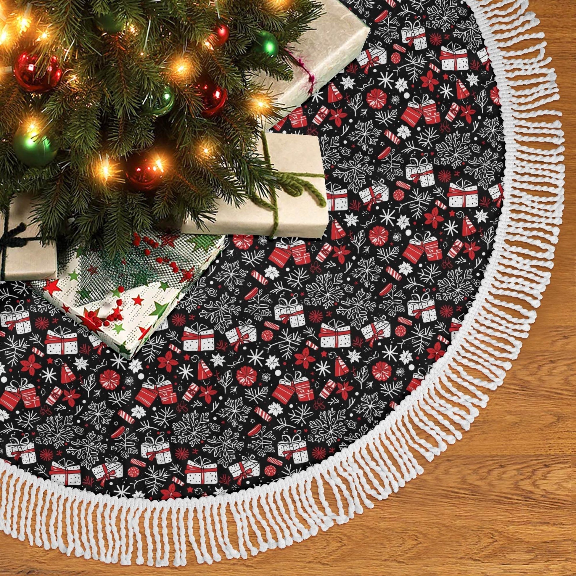 Christmas Gift Fringed Christmas Tree Skirts - DeRose Seasonal