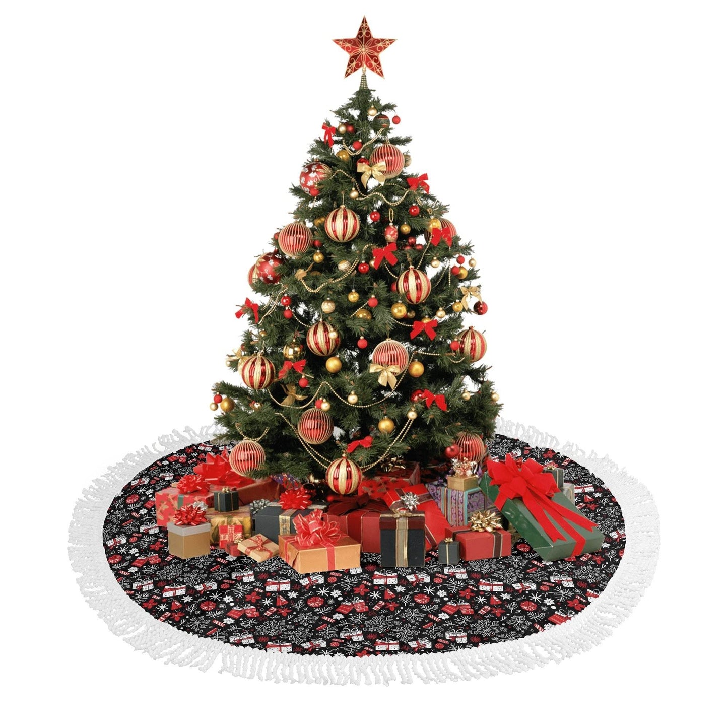 Christmas Gift Fringed Christmas Tree Skirts - DeRose Seasonal