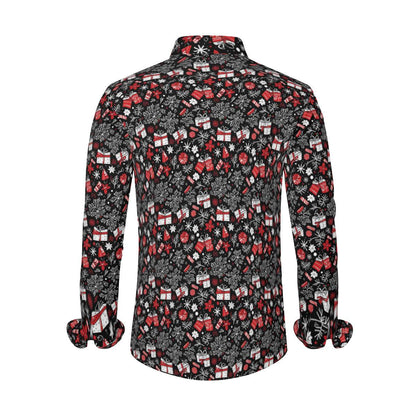 Christmas Gift Men's Classic Long-Sleeved Button up Polyester Dress Shirt - DeRose Seasonal