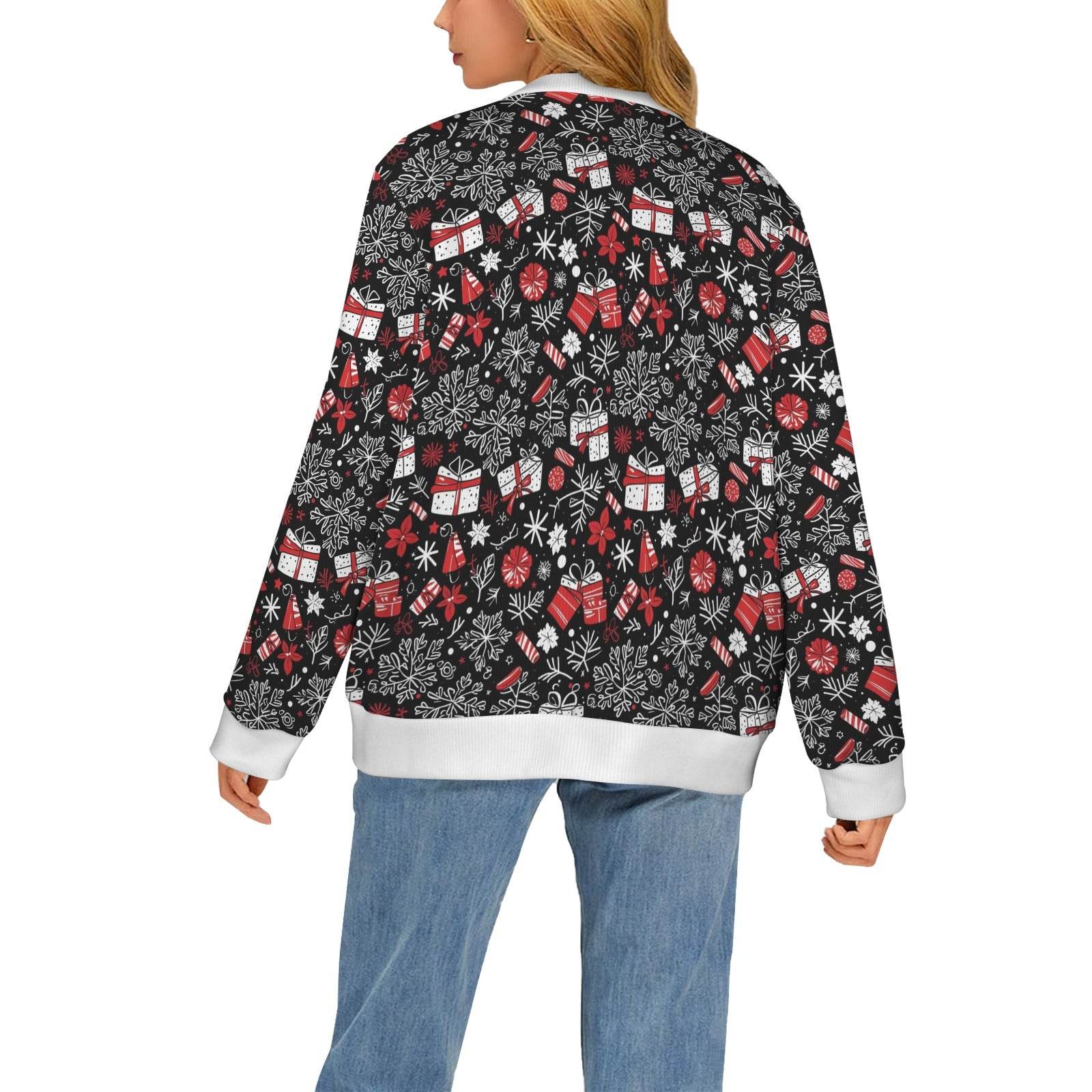 Christmas Gift Women's Cardigan Button Sweater Custom Women's Cardigan (Model H73) - DeRose Seasonal
