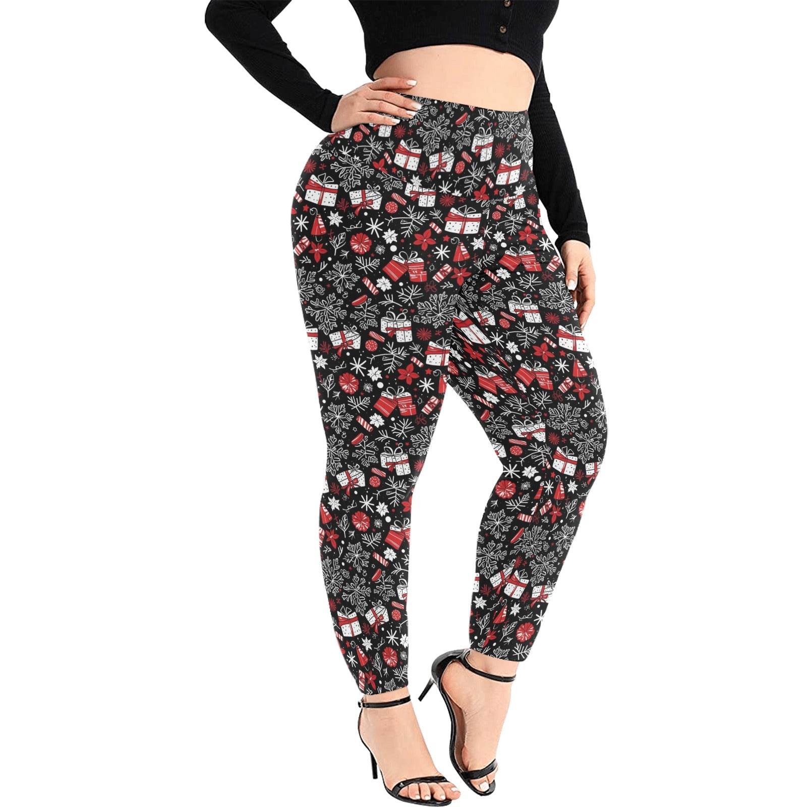 Christmas Gift Women's Plus Size High Waited Leggings Women's High Waist Leggings(Plus Size)(ModelL45) - DeRose Seasonal