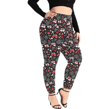 Christmas Gift Women's Plus Size High Waited Leggings Women's High Waist Leggings(Plus Size)(ModelL45) - DeRose Seasonal
