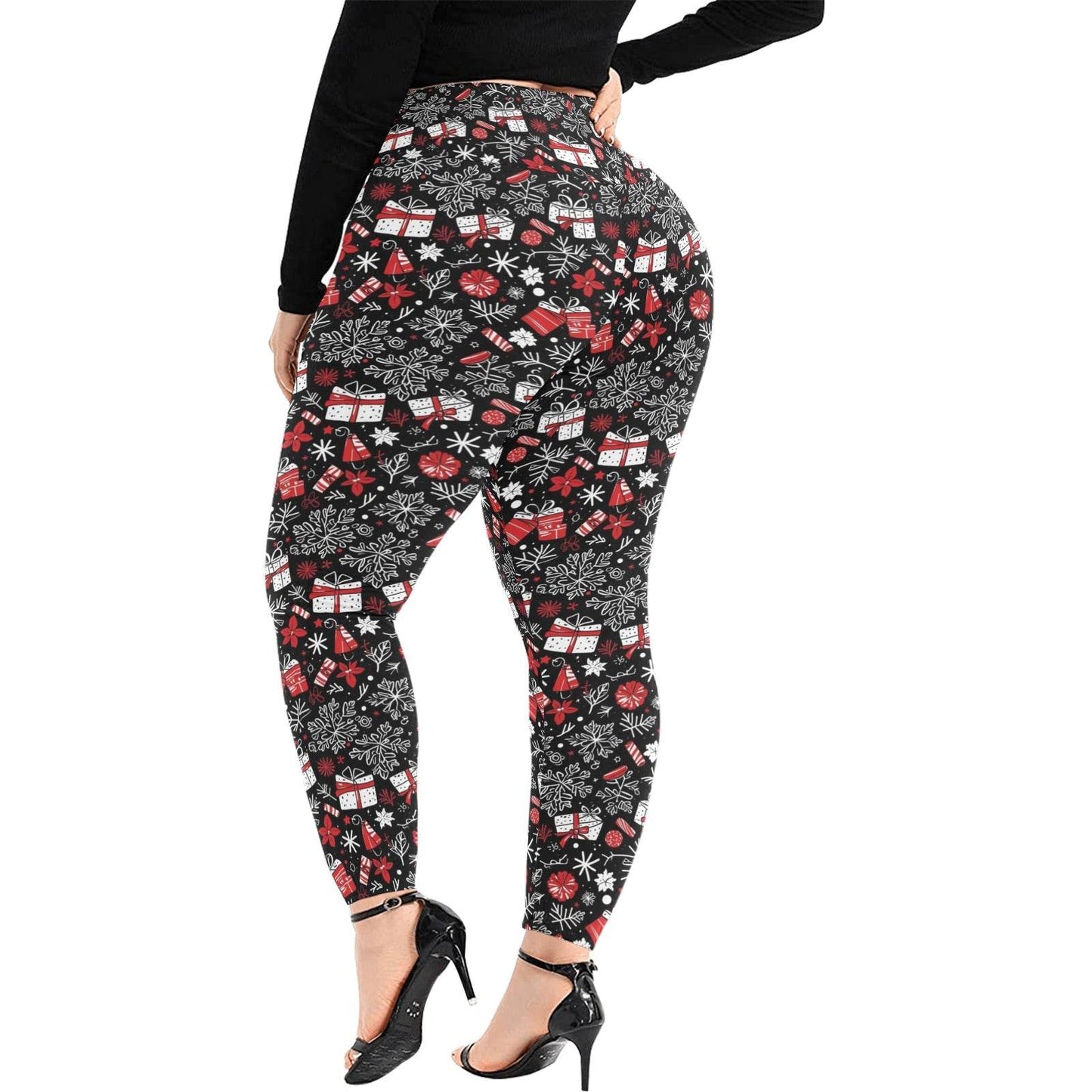 Christmas Gift Women's Plus Size High Waited Leggings Women's High Waist Leggings(Plus Size)(ModelL45) - DeRose Seasonal