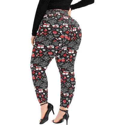 Christmas Gift Women's Plus Size High Waited Leggings Women's High Waist Leggings(Plus Size)(ModelL45) - DeRose Seasonal