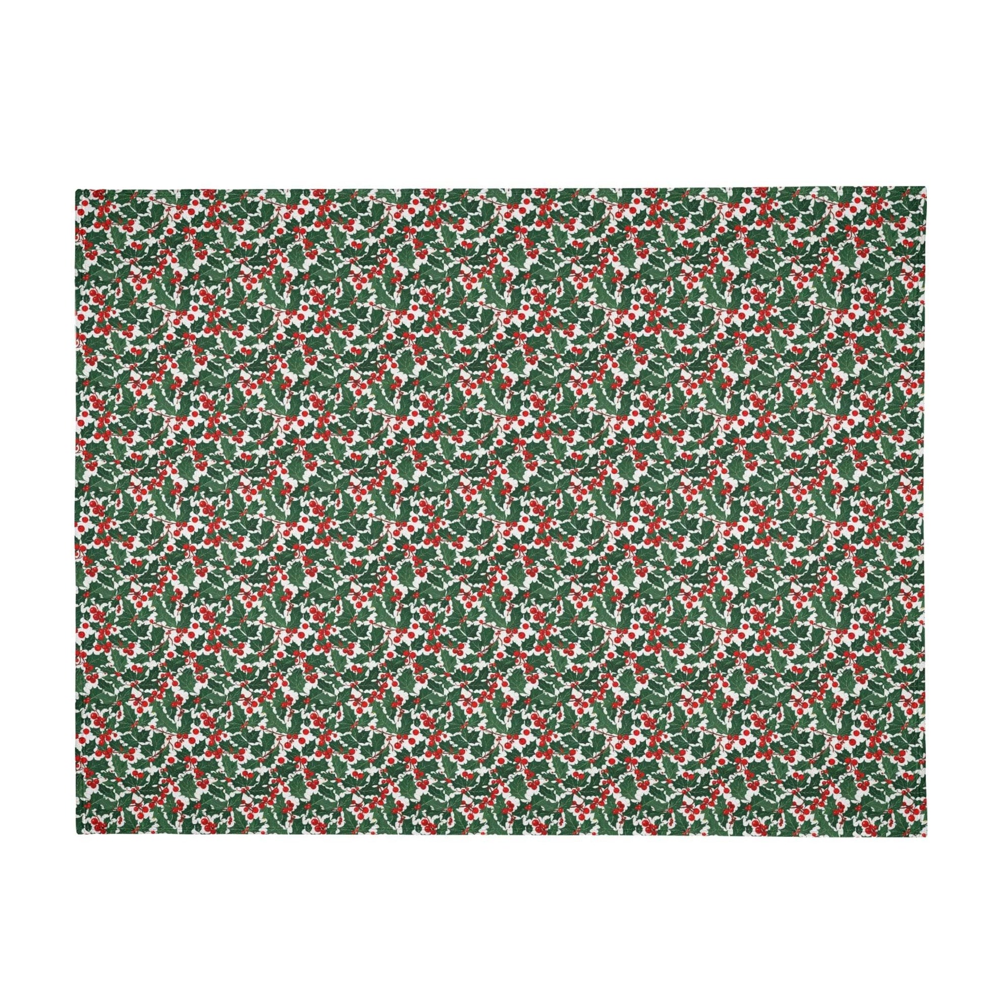 Christmas Holly Flannel Breathable Blanket 4 Sizes - DeRose Seasonal