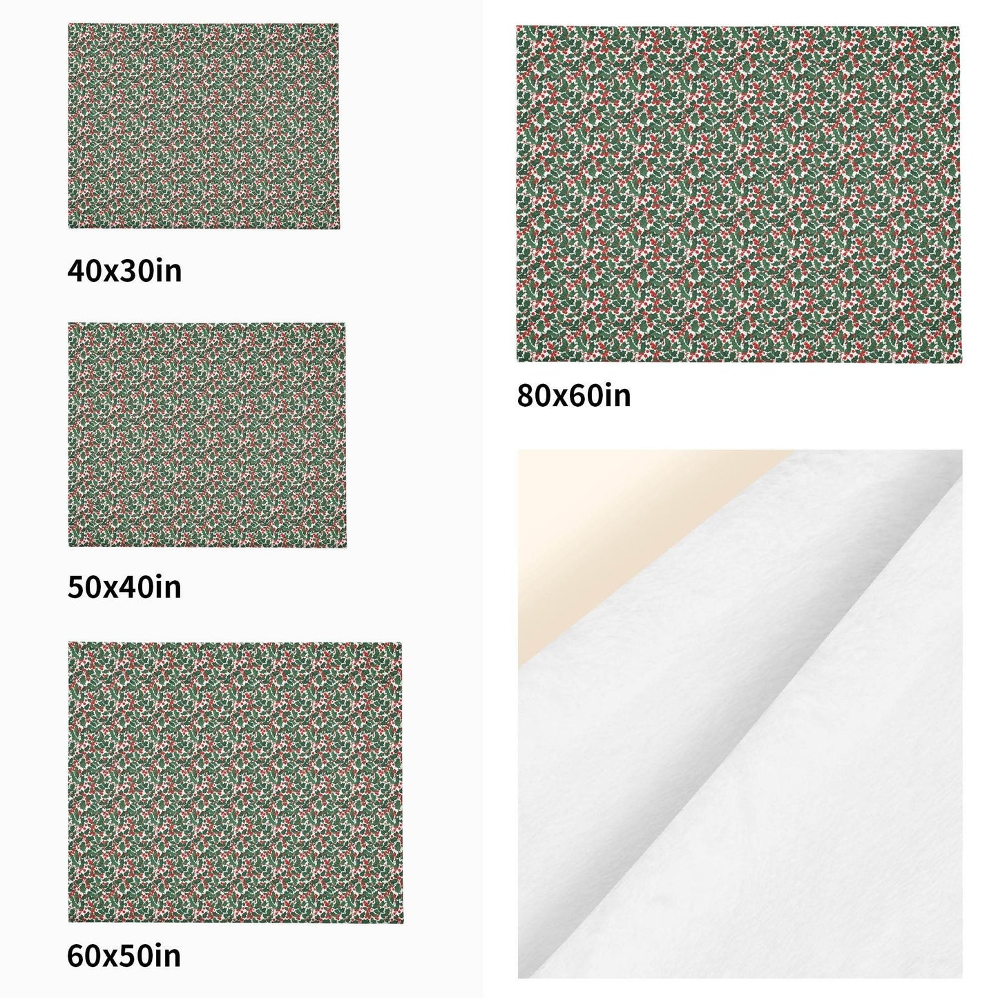 Christmas Holly Flannel Breathable Blanket 4 Sizes - DeRose Seasonal