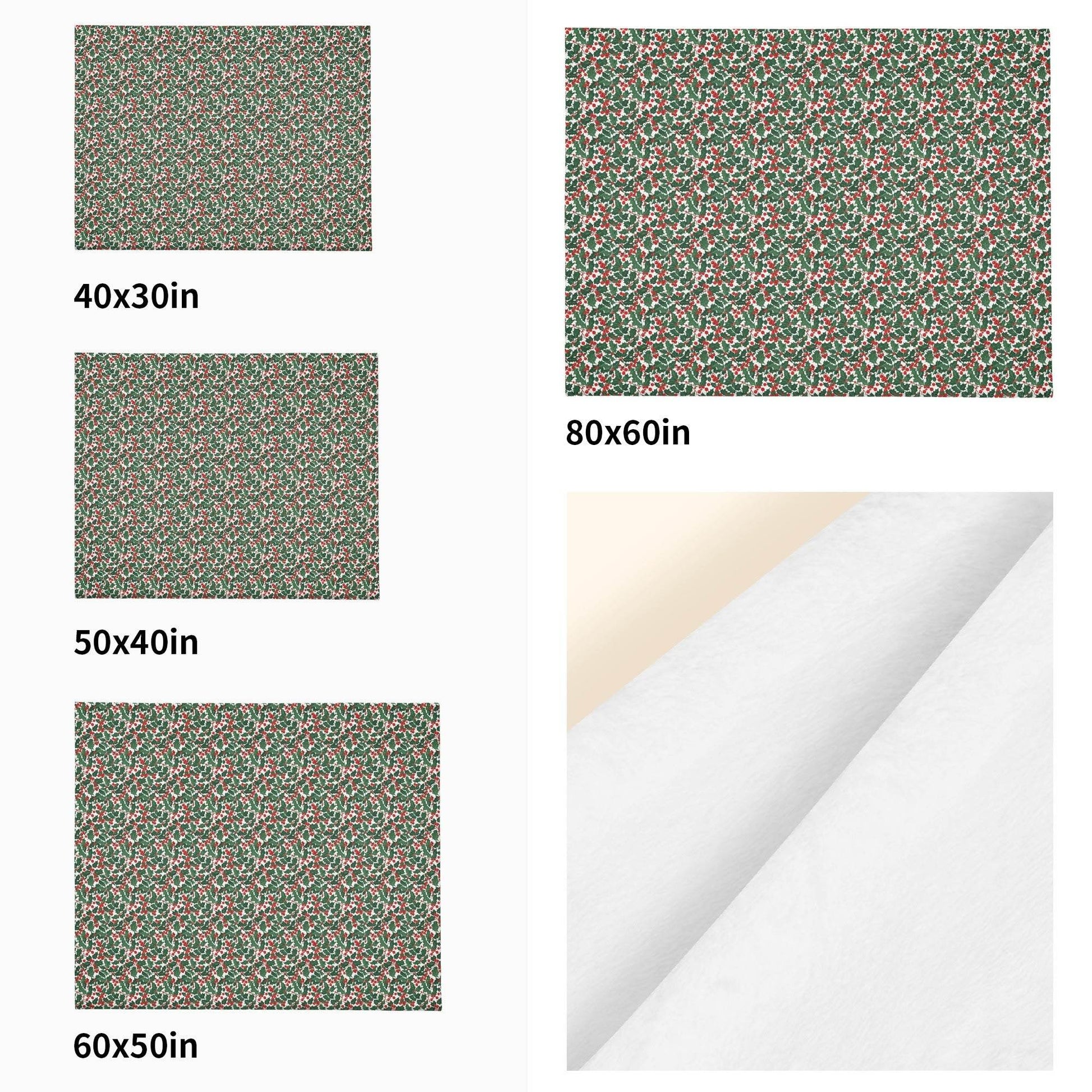 Christmas Holly Flannel Breathable Blanket 4 Sizes - DeRose Seasonal