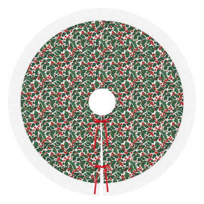 Christmas Holly Fringed Christmas Tree Skirts - DeRose Seasonal
