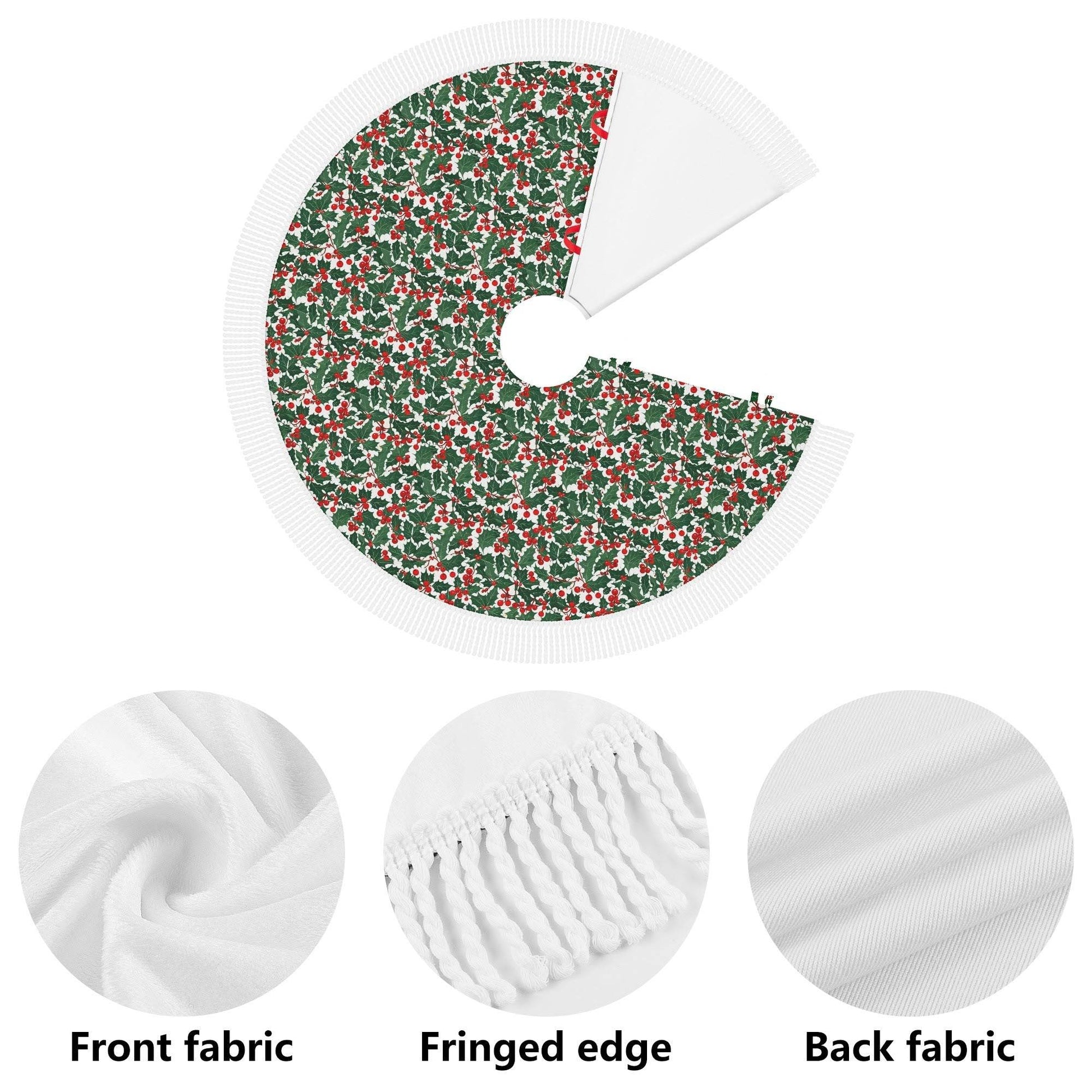 Christmas Holly Fringed Christmas Tree Skirts - DeRose Seasonal