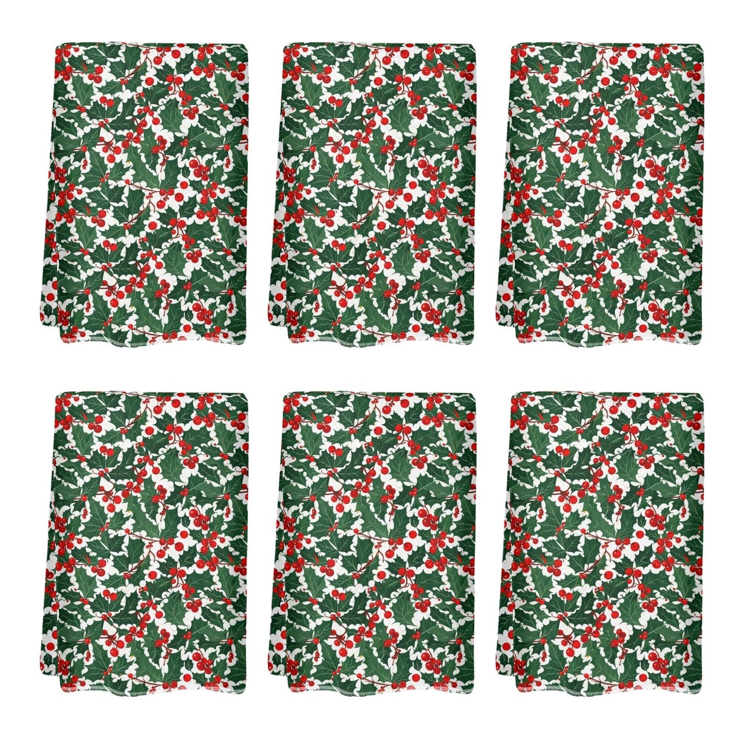 Christmas Holly Hand Towels (6 Pcs) - DeRose Seasonal