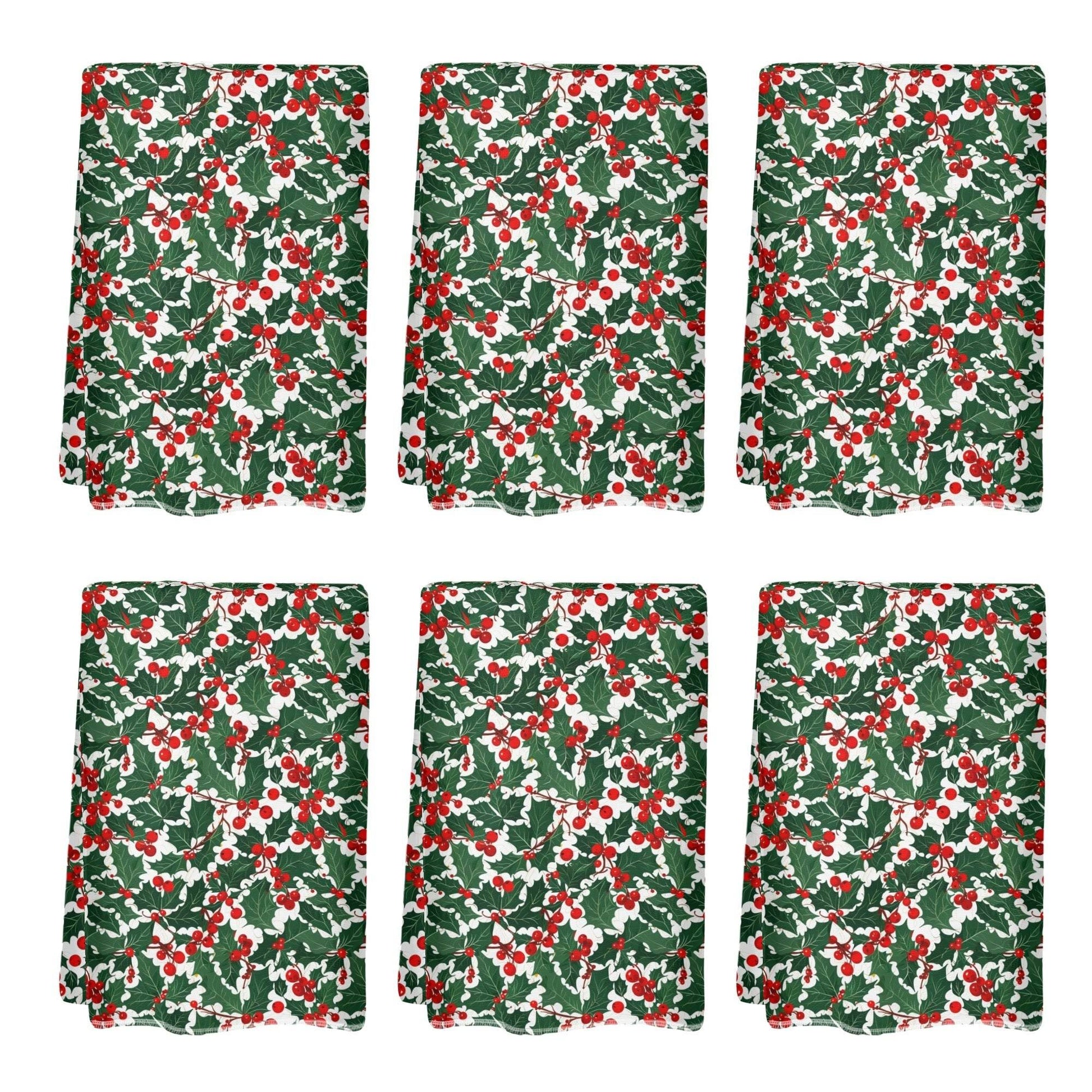 Christmas Holly Hand Towels (6 Pcs) - DeRose Seasonal