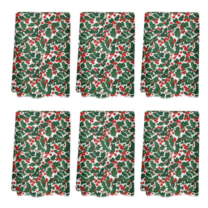Christmas Holly Hand Towels (6 Pcs) - DeRose Seasonal