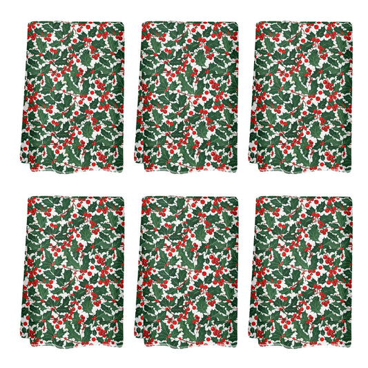 Christmas Holly Hand Towels (6 Pcs) - DeRose Seasonal