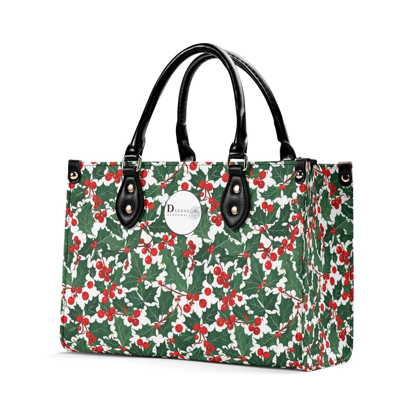 Christmas Holly Luxury Women Leather Handbag (3 sizes) - DeRose Seasonal
