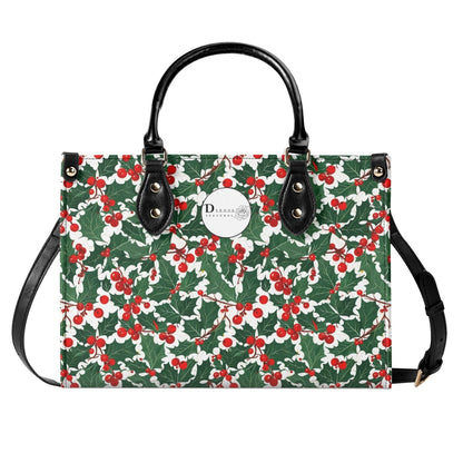 Christmas Holly Luxury Women Leather Handbag (3 sizes) - DeRose Seasonal