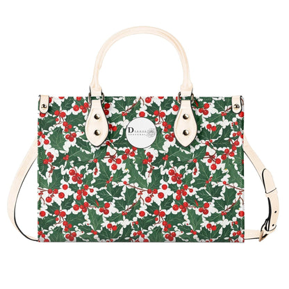 Christmas Holly Luxury Women Leather Handbag (3 sizes) - DeRose Seasonal