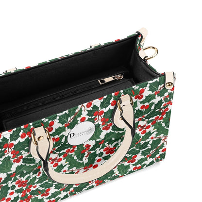 Christmas Holly Luxury Women Leather Handbag (3 sizes) - DeRose Seasonal