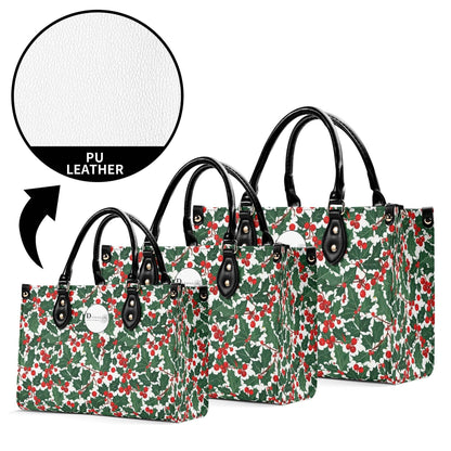 Christmas Holly Luxury Women Leather Handbag (3 sizes) - DeRose Seasonal