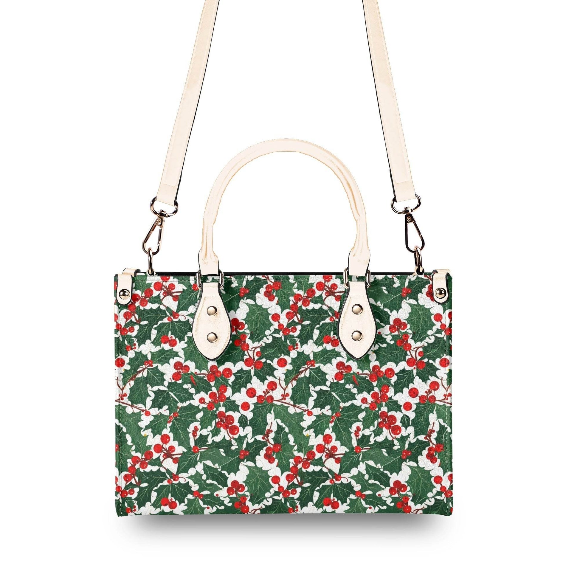 Christmas Holly Luxury Women Leather Handbag (3 sizes) - DeRose Seasonal