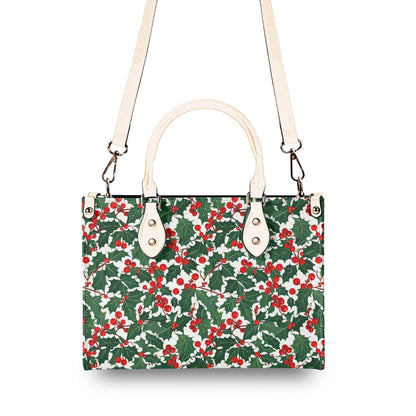Christmas Holly Luxury Women Leather Handbag (3 sizes) - DeRose Seasonal