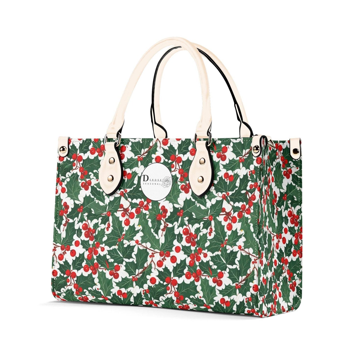 Christmas Holly Luxury Women Leather Handbag (3 sizes) - DeRose Seasonal