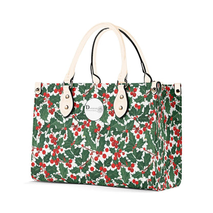 Christmas Holly Luxury Women Leather Handbag (3 sizes) - DeRose Seasonal