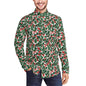 Christmas Holly Men's Classic Long-Sleeved Button up Polyester Dress Shirt - DeRose Seasonal