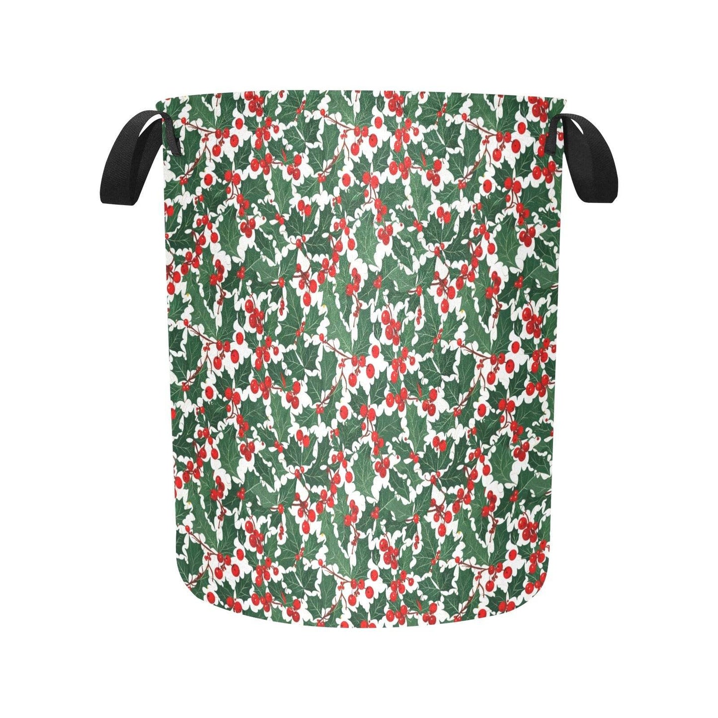 Christmas Holly Polyester Laundry and Blanket Basket - DeRose Seasonal
