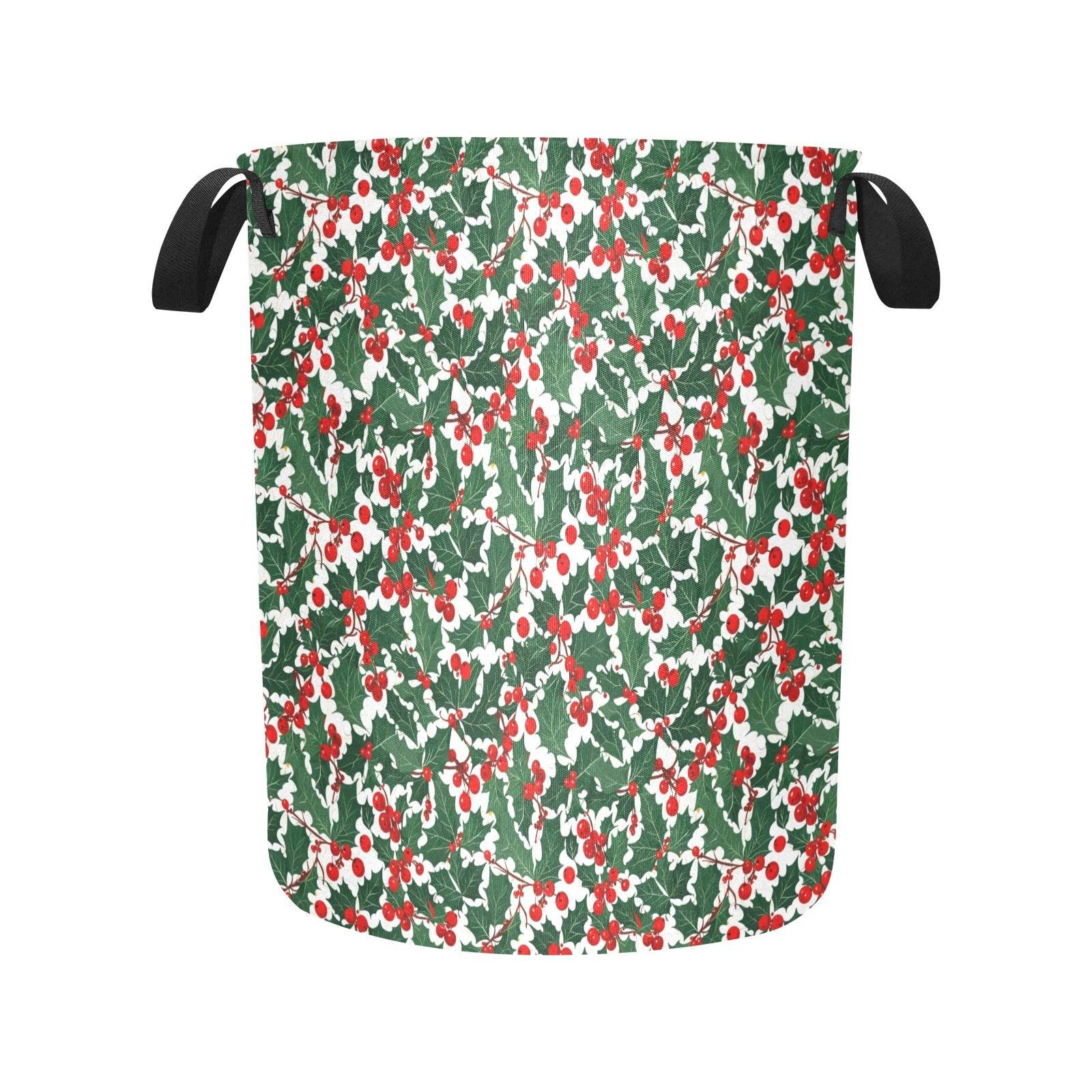 Christmas Holly Polyester Laundry and Blanket Basket - DeRose Seasonal