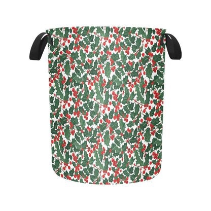 Christmas Holly Polyester Laundry and Blanket Basket - DeRose Seasonal