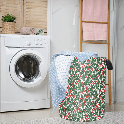 Christmas Holly Polyester Laundry and Blanket Basket - DeRose Seasonal