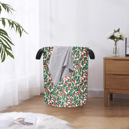 Christmas Holly Polyester Laundry and Blanket Basket - DeRose Seasonal