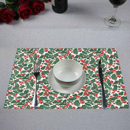 Christmas Holly Polyester Table Placemat (set of 6) - DeRose Seasonal