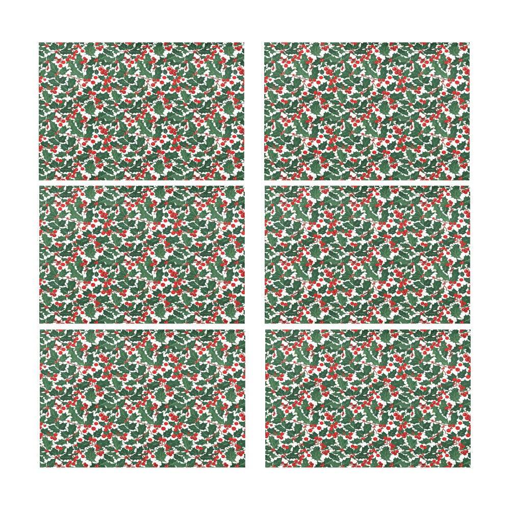 Christmas Holly Polyester Table Placemat (set of 6) - DeRose Seasonal