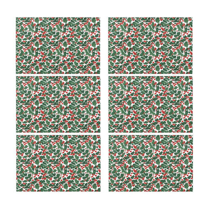 Christmas Holly Polyester Table Placemat (set of 6) - DeRose Seasonal
