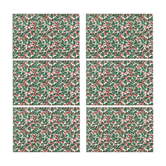 Christmas Holly Polyester Table Placemat (set of 6) - DeRose Seasonal
