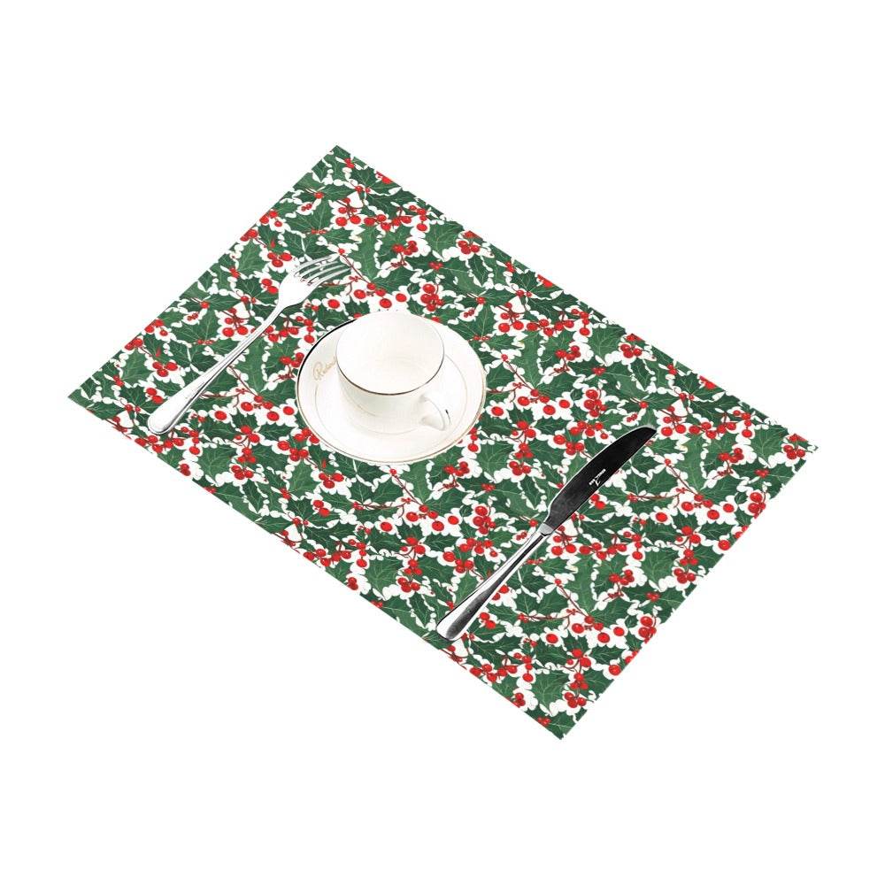 Christmas Holly Polyester Table Placemat (set of 6) - DeRose Seasonal